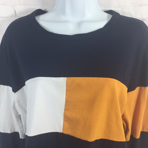Gaze Cropped Long Sleeve Blocked Color Top Size L - Picture 2 of 7